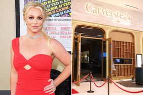 Britney Spears arrives at the Sony Pictures' "Once Upon A Time...In Hollywood" Los Angeles Premiere on July 22, 2019 in Hollywood, California.; Exterior photo of Carversteak at Resorts World Las Vegas on December 29, 2021 in Las Vegas, Nevada. 
