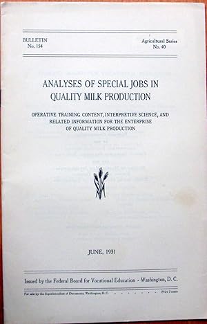 Bild des Verkufers fr Analyses of Special Jobs in Quality Milk Production zum Verkauf von Ken Jackson