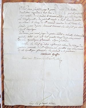 Bild des Verkufers fr Antique Handwritten Document Dated 1792 zum Verkauf von Ken Jackson