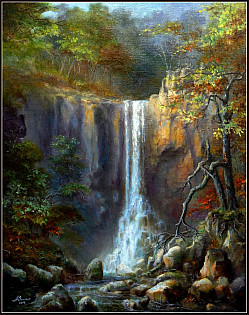 Еламовские водопады Приморья, холст, масло