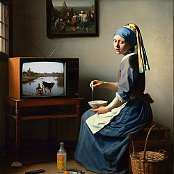Milkmaid with a pearl earring during a break