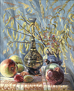 Натюрморт с вазой и яблоками