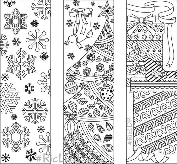9 Christmas Coloring Bookmarks 6 designs with by RicLDPArtworks                                                                                                                                                                                 More: 