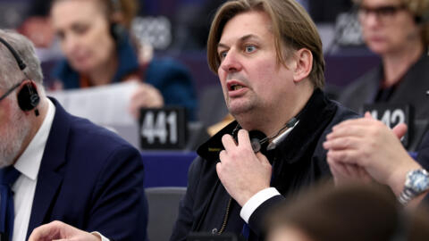 In this file photo, the AfD's Maximilian Krah attends a voting session as part of a plenary session at the European Parliament in Strasbourg on April 23, 2024.