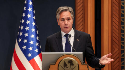US Secretary of State Antony Blinken gives a joint press conference with his Qatari counterpart in Doha on June 12, 2024.