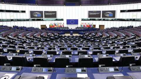 A view of the hemicycle at the European Parliament in Strasbourg on October 18, 2023.