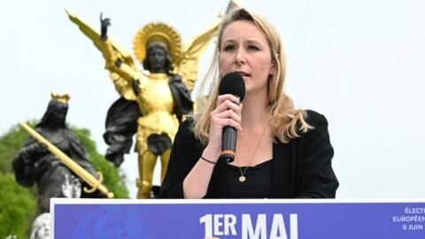 Lead candidate for the far-right Reconquest party, Marion Maréchal, delivers a speech during a ceremony honouring Joan of Arc, in Domremy-la-Pucelle, eastern France, on May 1, 2024.