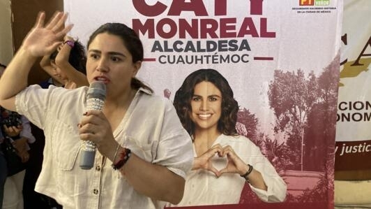Caty Monreal, la candidate du parti de gauche Morena à la mairie de Cuauhtémoc, un arrondissement emblématique au cœur de Mexico. Mexico, Mexique, mai 2024.