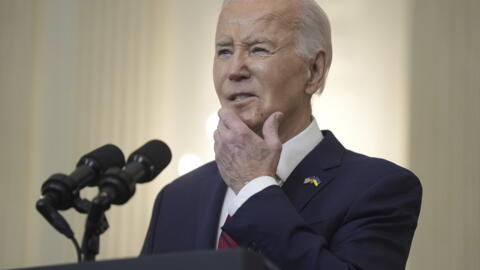 Hình tư liệu: Tổng thống Mỹ Joe Biden họp báo trước khi ký phê chuẩn gói viện trợ hơn 60 tỷ đô la cho Ukraina, tại Nhà Trắng, Washington ngày 24/04/2024.
