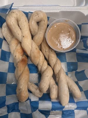 Photo of Ypizza - Daphne, AL, US. Y knots with beer cheese sauce