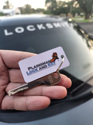 Photo of Plainsman Lock and Key - Spanish Fort, AL, US. This is our key tag on one of our door keys we cut for a customer