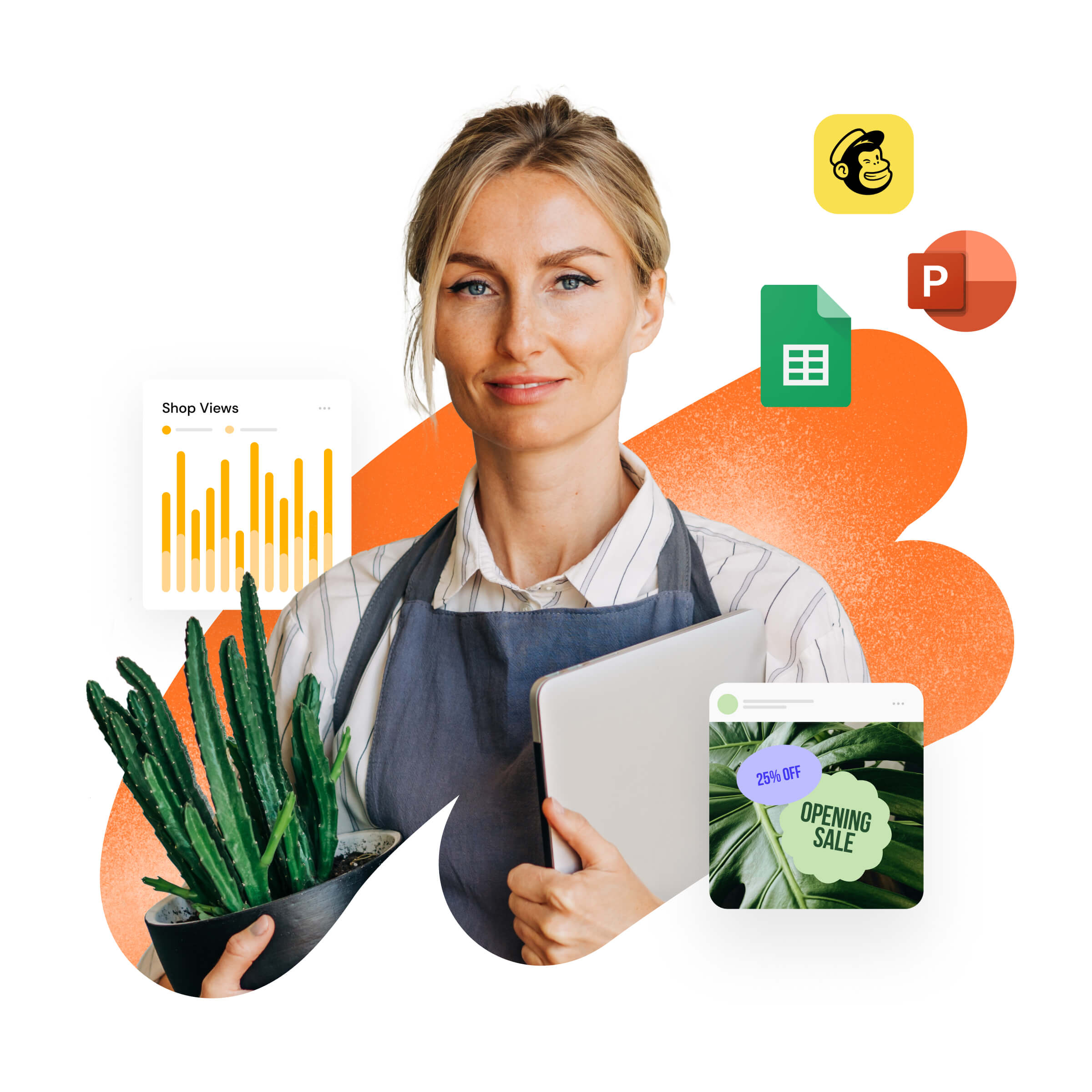Person holding plant and notebook