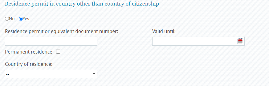 question for residence permit