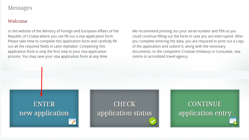 click enter for croatia visa application