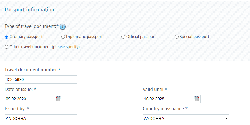 passport info for croatia visa application