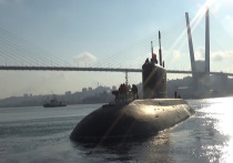 Новейшая дизельная подводная лодка «Петропавловск-Камчатский» произвела пуск крылатой ракеты комплекса «Калибр» по наземной цели из подводного положения, находясь в акватории Японского моря