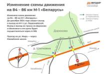 В Рузском городском округе изменили схему движения из-за реконструкции автодороги М-1 «Беларусь»