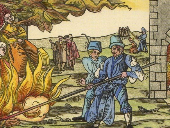Hexenverbrennung in Derenburg am Harz (aus einem Flugblatt, 1555)