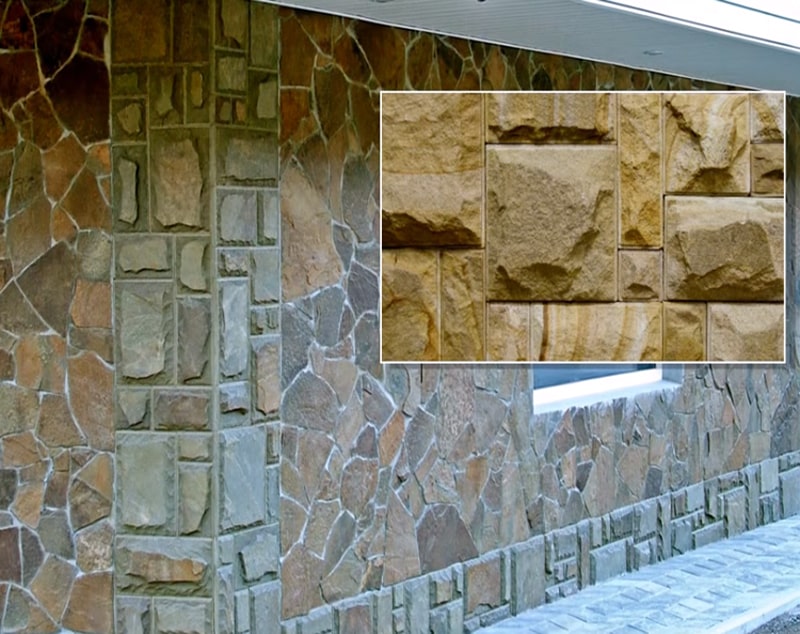 Отделка фасада камнем используя кладку плато